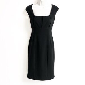 Calvin Klein Solid Black Sheath Dress Sleeveless Empire Waist Square Neck Size 6